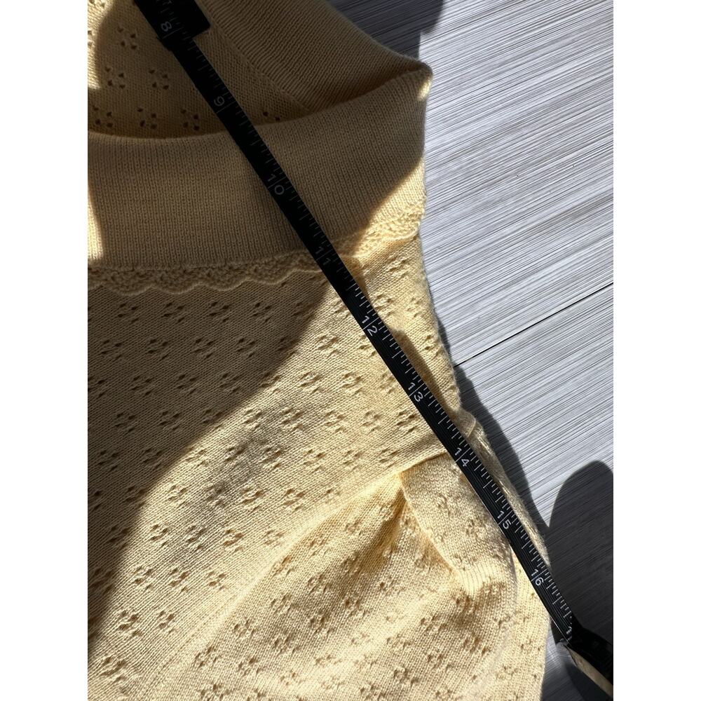 GAP Yellow Collared Button Cardigan Puff Sleeve Sweater Women's Size M - Picture 3 of 7